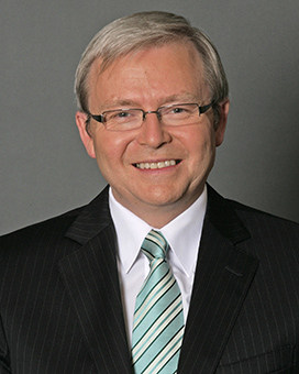 Colour portrait photograph of Kevin Rudd supplied by Prime Minister and Cabinet.