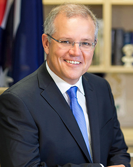 Colour portrait photograph of Scott Morrison supplied by Prime Minister and Cabinet.