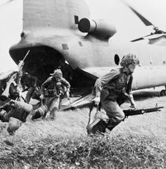 Soldiers of the 6th Battalion Royal Australian Regiment make an assault landing, 1967.