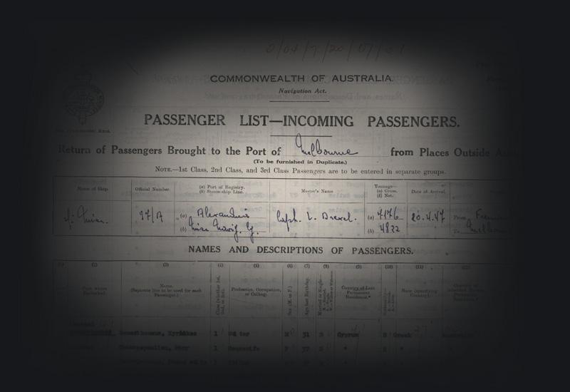 Passenger arrival list for the Misr. 