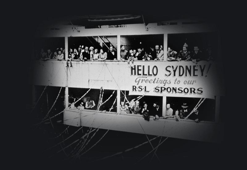 Returned Services League sponsored migrants arrive in Sydney, 1947.