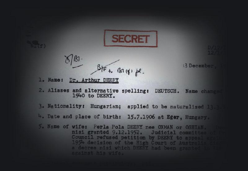 Secret file on Dr Arthur Deery and his family,1961.