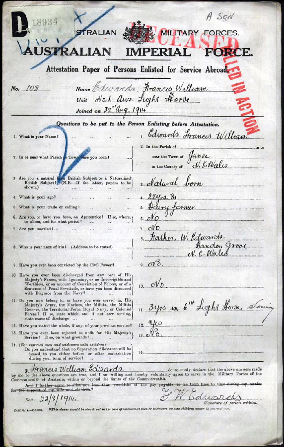 An example of an attestation paper