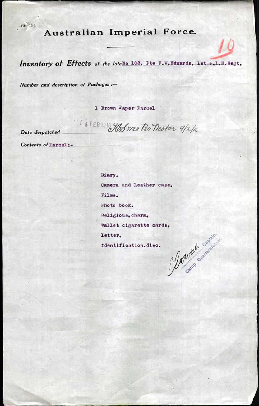 An example of military correspondence.