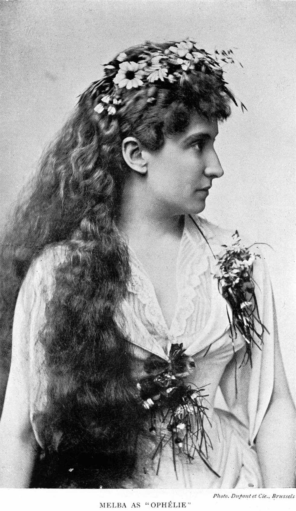 Portrait of Dame Nellie Melba as Ophelia