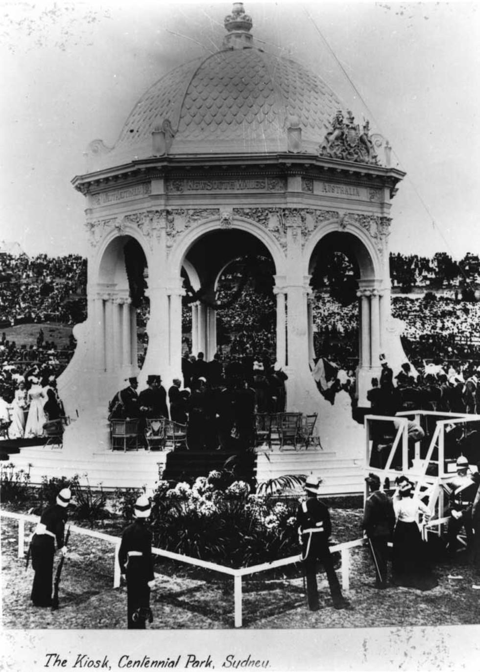 Federation Kiosk in Centennial Park during Inauguration Day celebrations.