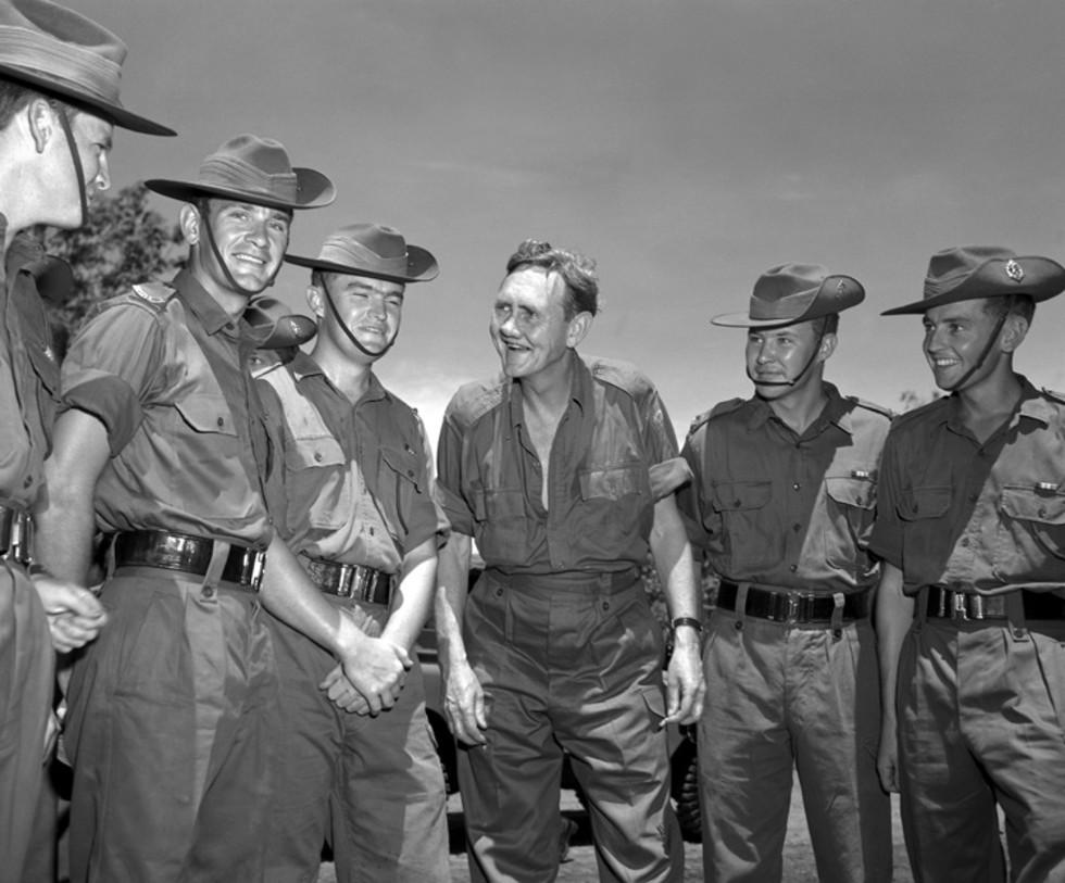 Prime Minister John Gorton with troops in South Vietnam.
