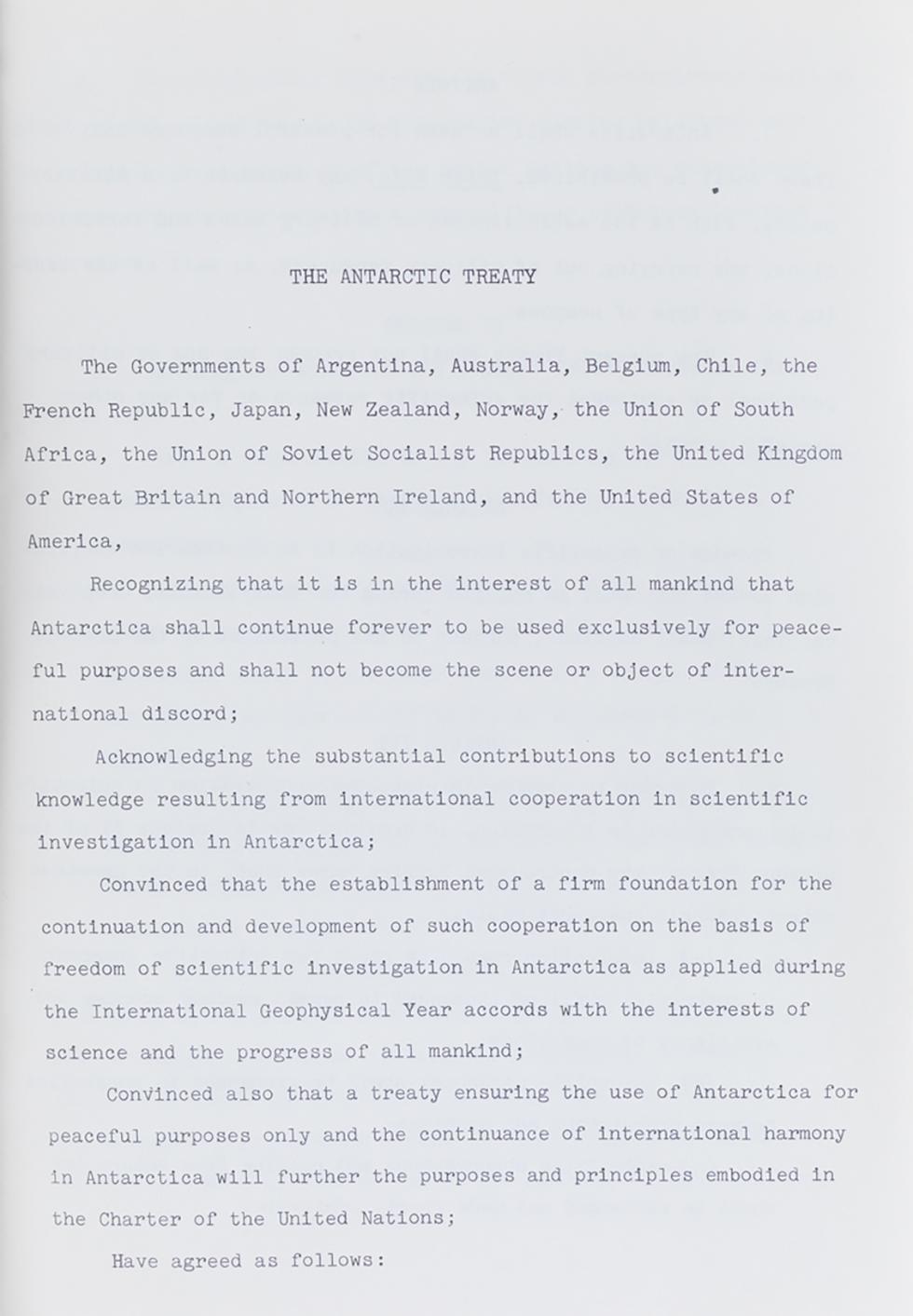 The Antarctic Treaty.