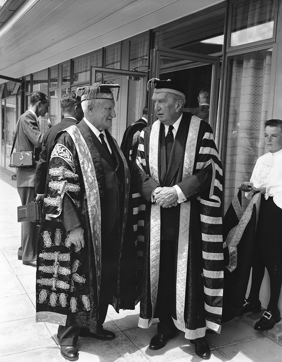 Lord Bruce and Sir Earle Page at the Australian National University.