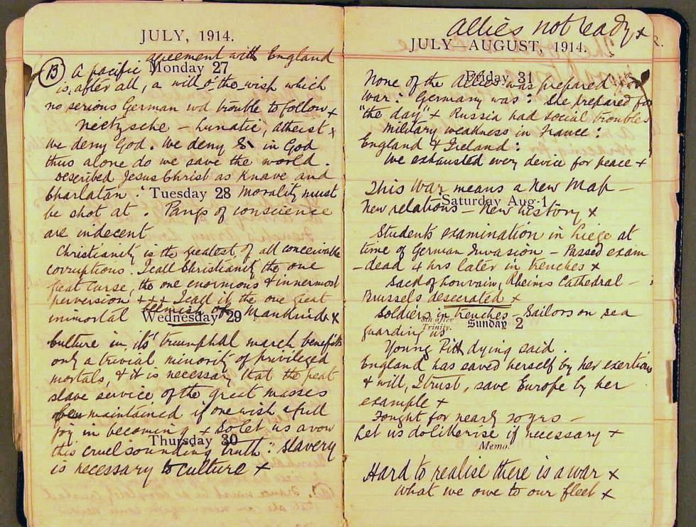 Joseph Cook's notebook from August 1914