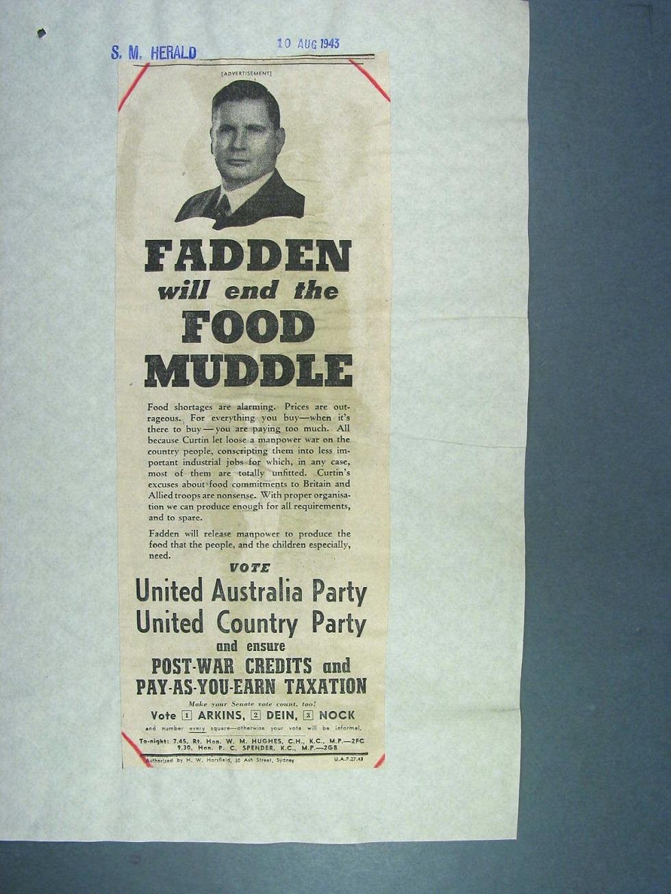 A coalition campaign advertisement, 1943