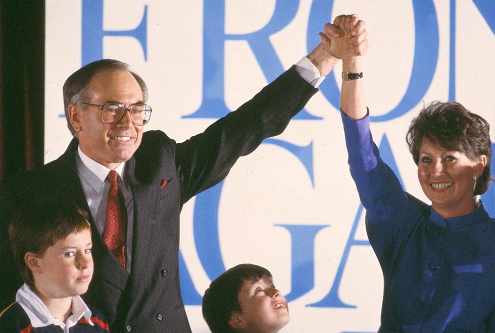John Howard, Janette Howard and their children at the launch of the Liberal Party campaign for the 1987 federal election.