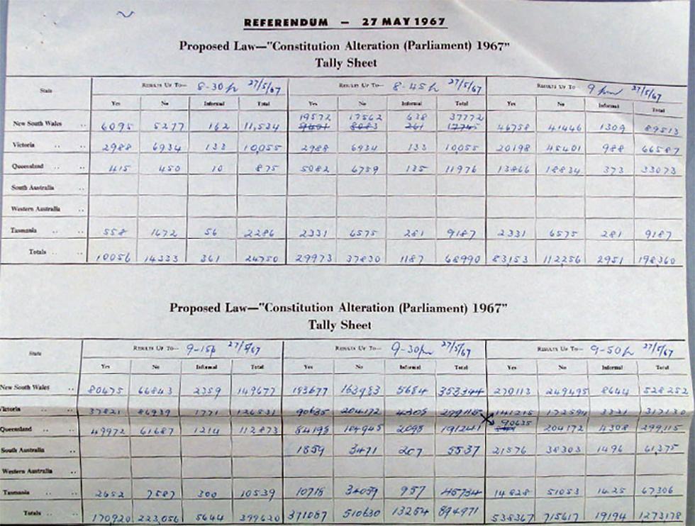 Tally sheets for 1967 referendum, page 5.