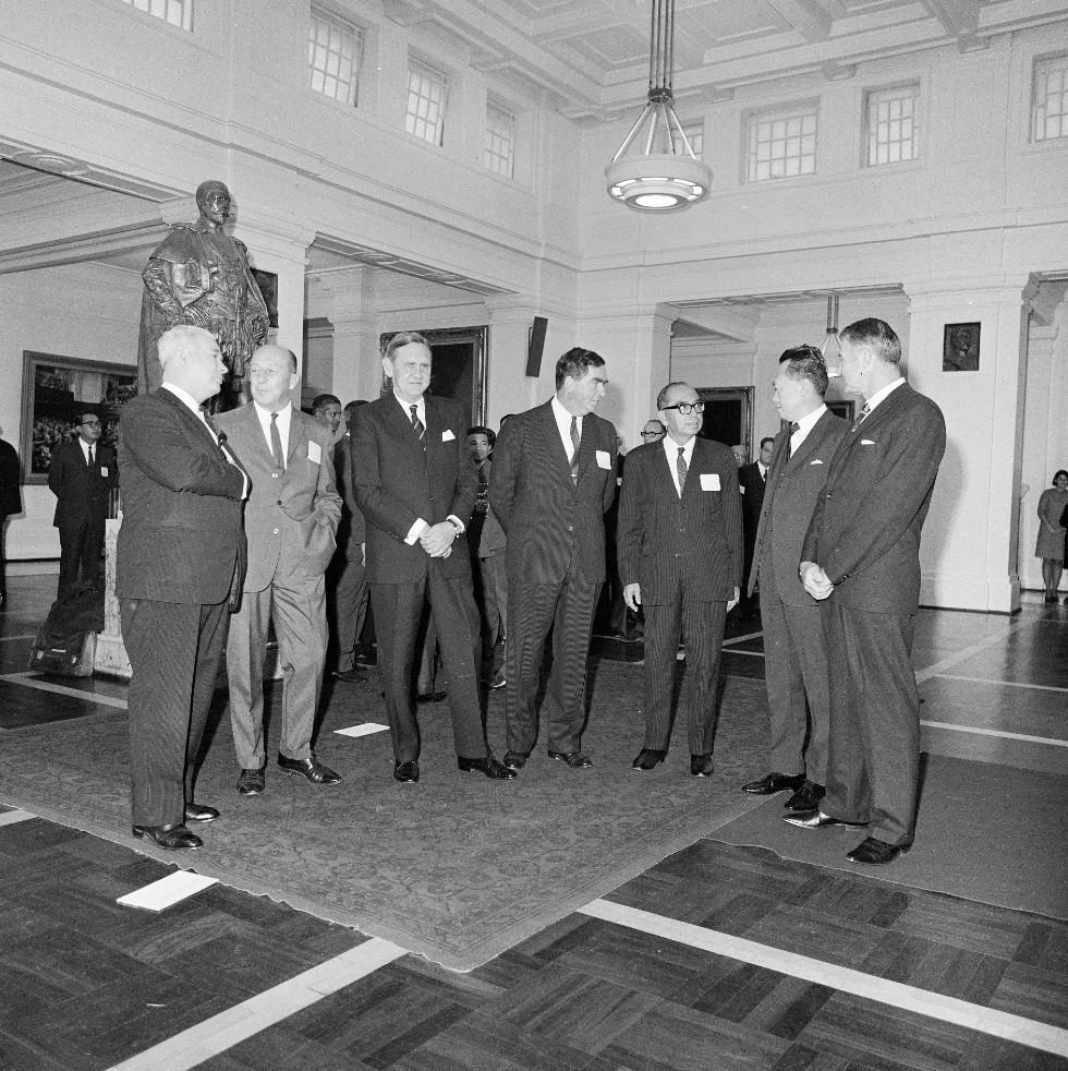 Delegates to the 1969 Five Power Defence Conference gathered in Kings Hall, Parliament House.