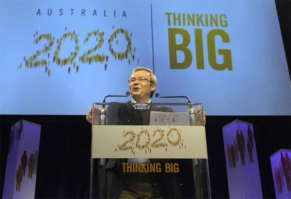 Kevin Rudd at the official opening of the Australia 2020 Summit, Canberra, 19 April 2008.