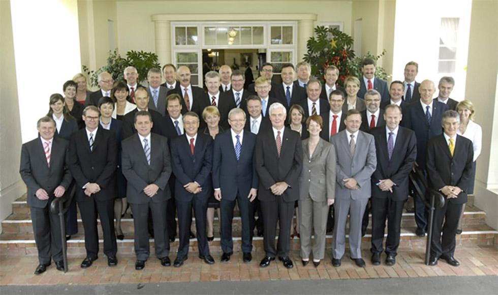 Sir Michael Jeffery, Kevin Rudd and ministers and parliamentary secretaries at Government House.