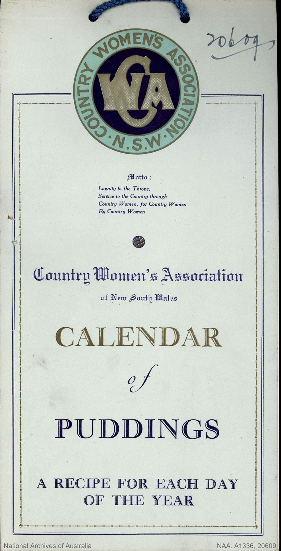 Counrty Women's Calendar of puddings.
