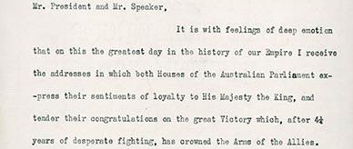 Governor-General thanks the Australian Parliament