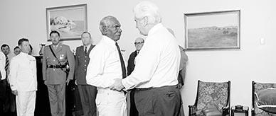 Vincent Lingiari receives the Order of Australia from Governor-General Sir John Kerr