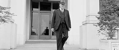 Former New South Wales Premier John Thomas Lang outside Old Parliament House