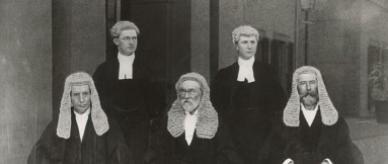 Justices of the first High Court, Edmund Barton, Samuel Griffith, and Richard O'Connor.