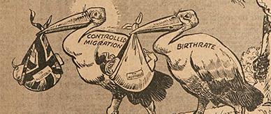 Newspaper cartoon promoting assisted migration.