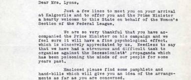 Letter to Enid Lyons
