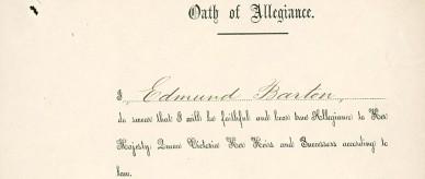 Prime Minister Edmund Barton's Oath of Allegiance