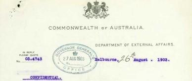 Letter to the Governor-General about a young typist