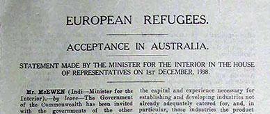 Acceptance of European refugees in Australia – statement from John McEwen.