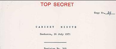 Cabinet Minute on decision to withdraw Australian forces from Vietnam 1971.