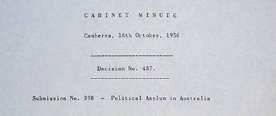 A cabinet minute on political asylum in Australia.
