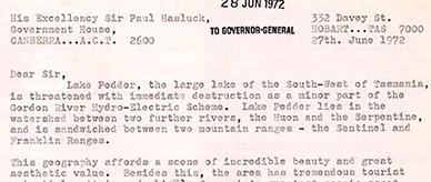 Letter to Sir Paul Hasluck, Governor-General, regarding an impending ecological crisis.