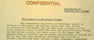 Equal rights and responsibilities for First Australians - attachment to Cabinet decision.