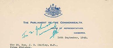 Letter to Prime Minister Ben Chifley advocating for Aboriginal Representation in Parliament.