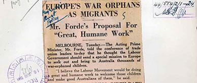 Migration of European war-orphans – comments by acting Prime Minister Francis Forde.