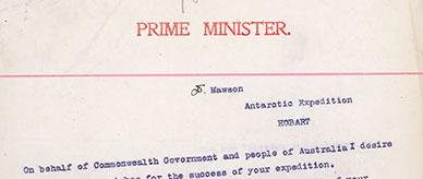Radio message of best wishes from Prime Minister Fisher.