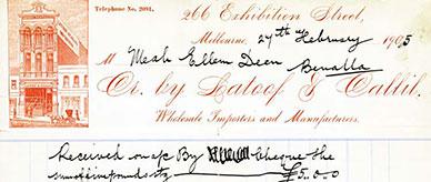 Receipt and personal greeting for Indian migrant Ellum Deen.