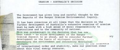 Australia's decision on uranium