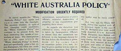 White Australia policy - modification urgently required.