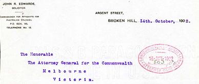 Letter to the Attorney-General printed in purple type.