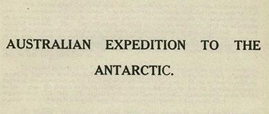 Document with typed heading 'Australian expedition to the Antarctic'