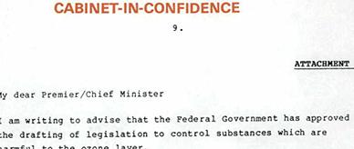 Typed letter with ‘Cabinet-in-confidence’ in red at the top and bottom of the page.