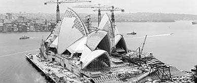 The Sydney Opera House under construction.