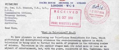  A letter from The Reciprocal Trade Federation of the United Kingdom titled 'What is television?'