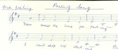 Handwritten sheet music titled 'Parting Song'.