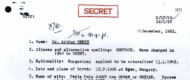 ASIO file on Dr Deery and family.