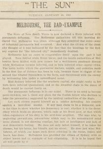 'Melbourne, The bad example' editorial from The Sun newspaper