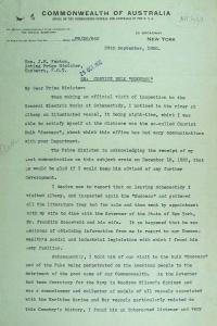 Correspondence to Acting Prime Minister J R Fenton regarding the convict ship Success.