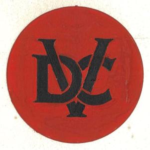 Volunteer Defence Corps colour patch. Black VDC letters in a red circle. 